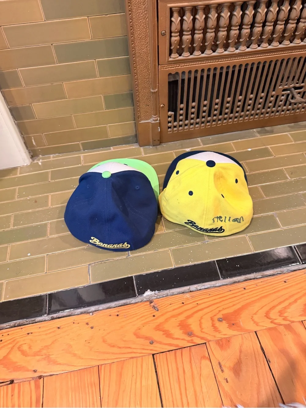 Zephyr Kids Two-Tone Banana Patch Caps - Navy, White, Yellow, Lime